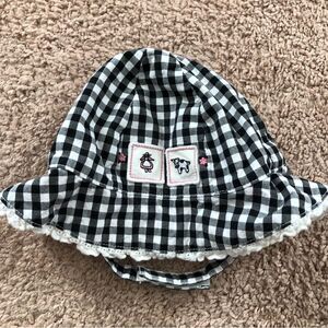Janie and Jack‎ Gingham Hat Baby Girl 3-6 Mos Milkmaid Black White Cow
